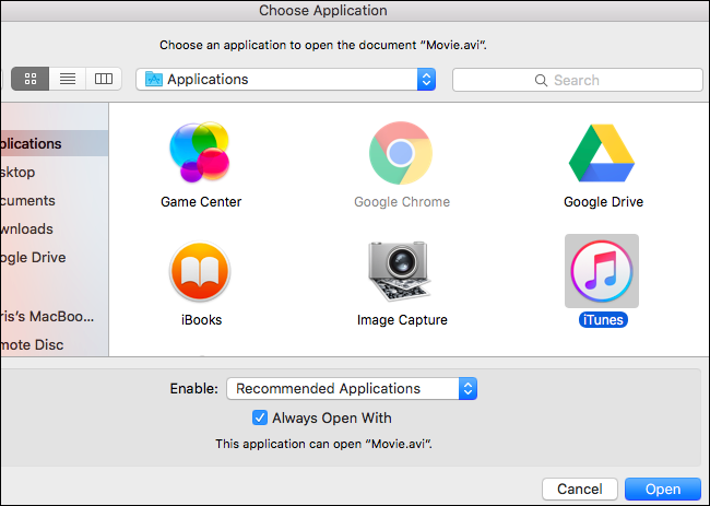 Set default app for file type mac