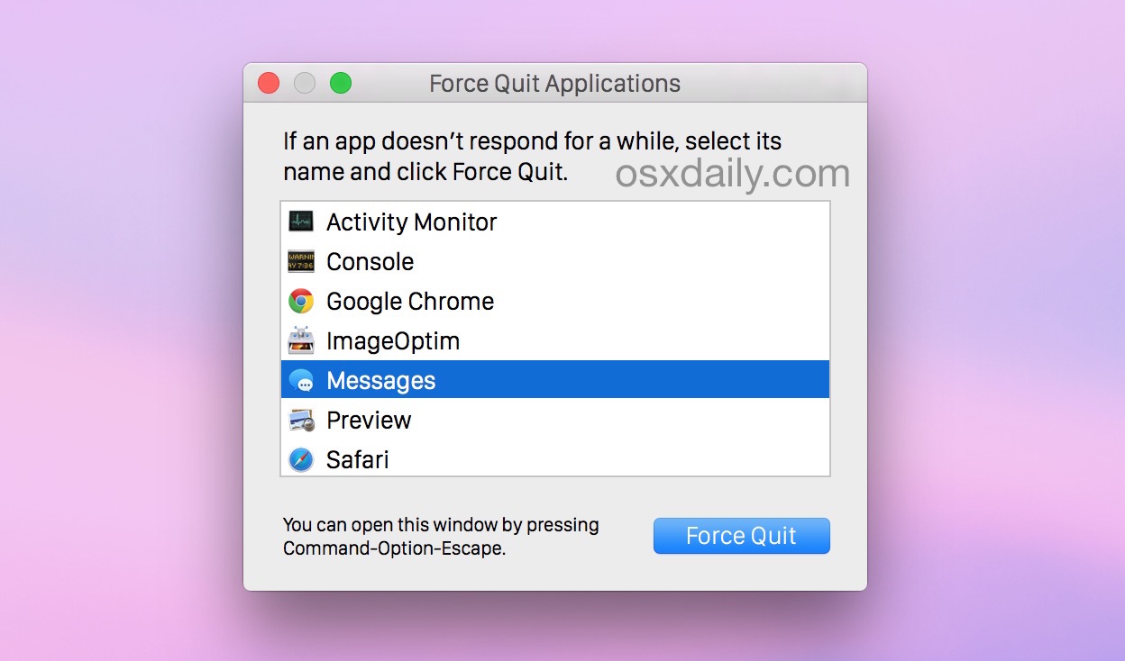 Close frozen app on mac